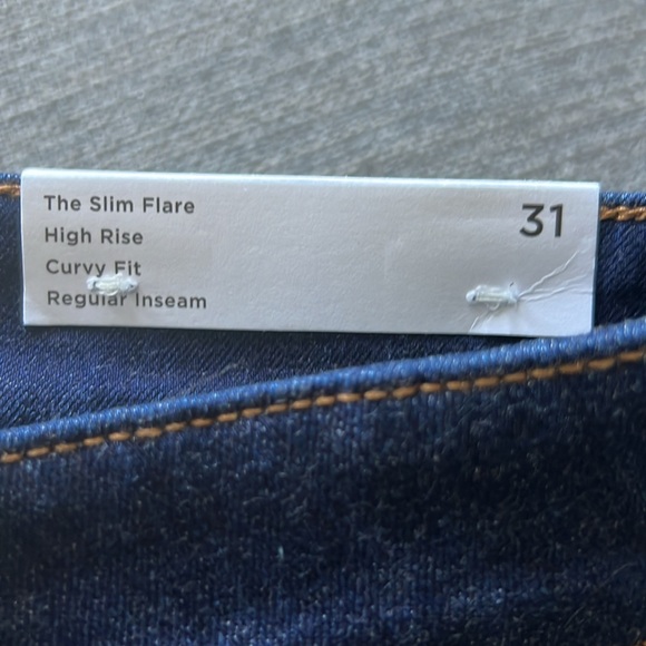 Loft Curvy Welt Patch Pocket High Rise Slim Flare Jeans 31/12 - Picture 4 of 7